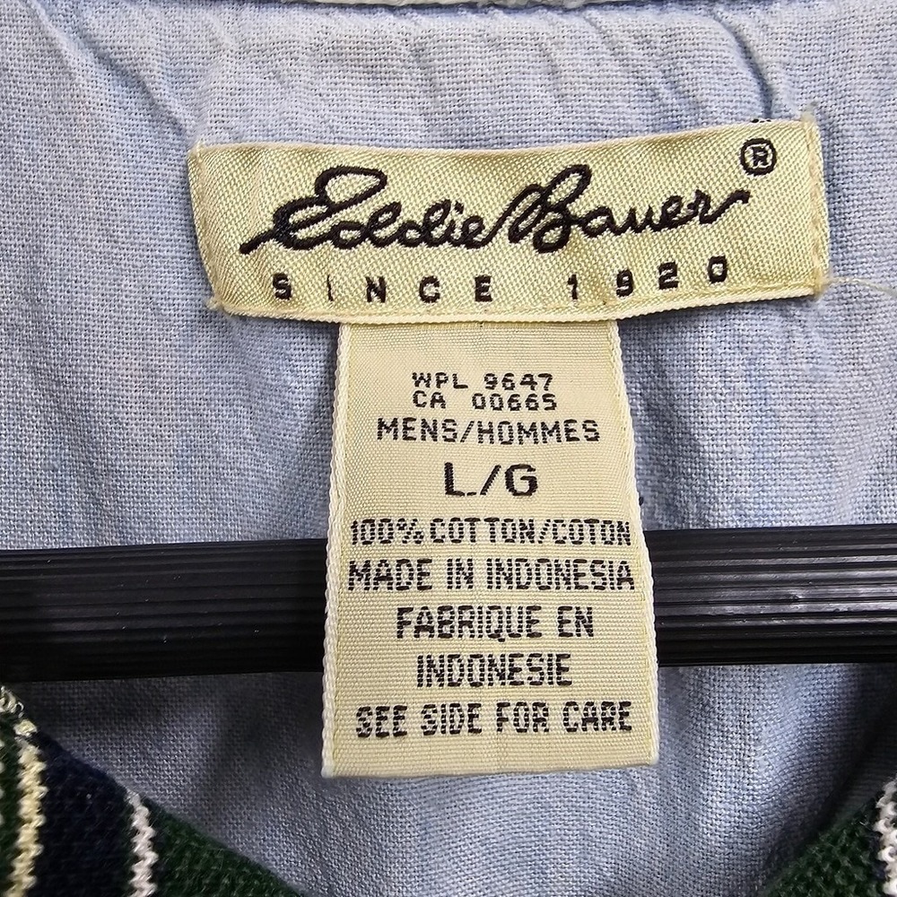 Eddie Bauer Striped Polo Shirt Mens L Green Multicolor Preppy Dadcore Retro - Picture 6 of 11